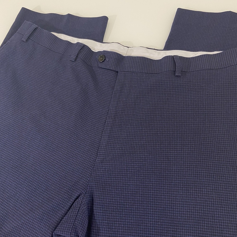 RALPH Ralph Lauren Men's Slim Fit Flat Front Dress Pants Navy Plaid 42 x‎ 30